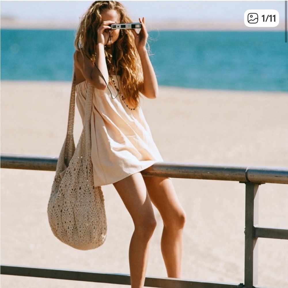 ZARA Mini Peach Strappy Dress with Pockets
